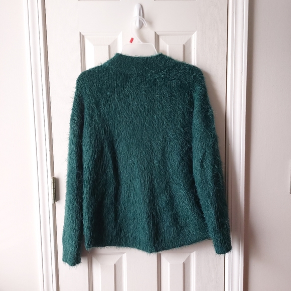 A New Day - Emerald Green Fuzzy Soft Sweater Mockneck - Picture 3 of 5